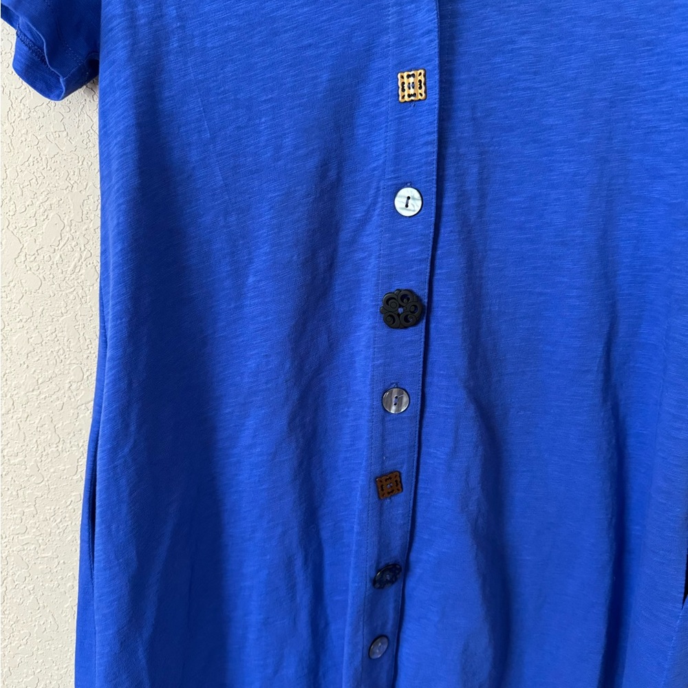 Soft Surroundings Royal Blue Button-Front Shirt Dress - Picture 2 of 10